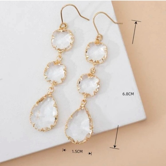 Dangle Water Drop Glass Earrings - Picture 5 of 5